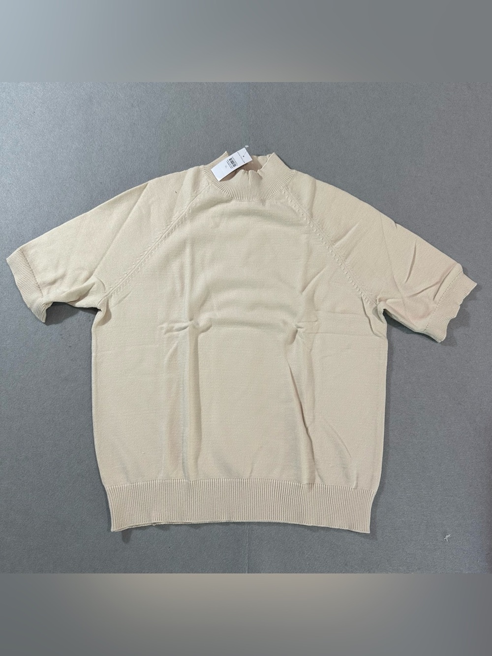 Ann Taylor Cream Short-Sleeve Turtleneck Sweater